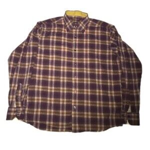 Visconti Uomo Men’s 2 Ply Mercerized Cotton Button Up Check Shirt Purple Size L